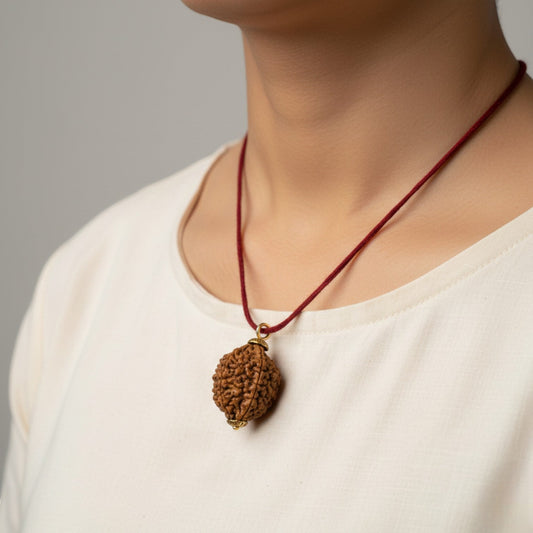 Natural 2 Mukhi Rudraksha Pendant-Gold Plated