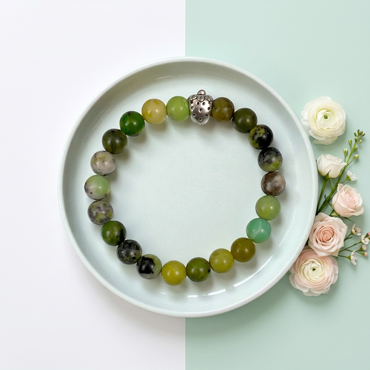 Chrysoprase Heart Chakra Healing Crystal Bracelet ( 8 mm Beads )