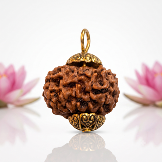 Natural 12 Mukhi Rudraksha Gold Plated Pendant