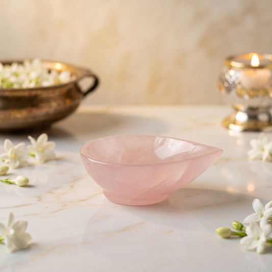 Rose Quartz Crystal Deepak diya - Gemoline