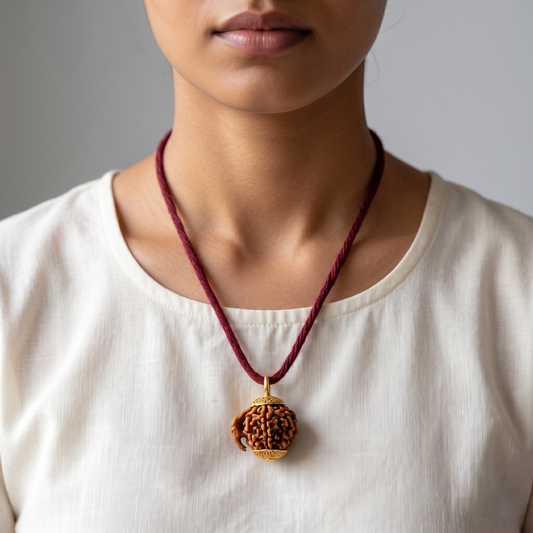 Natural Ganesh Rudraksha Pendant – Gold Plated