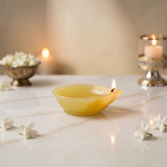 Yellow Aventurine Crystal Deepak diya - Gemoline - image 2