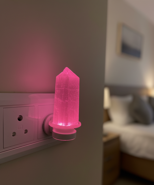 Selenite Pencil Lamp salt lamp in pink, green - Gemoline - image 4