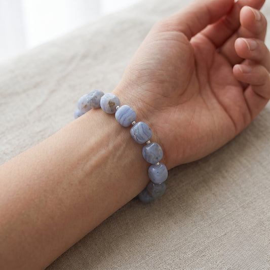 Blue Lace Agate Bracelet Tumble Beads
