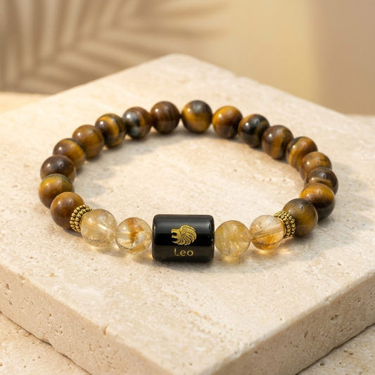 Leo Zodiac Tiger Eye & Citrine Bracelet - Gemoline