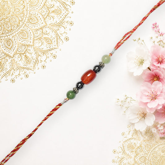 Crystals Rakhi (Carnelian + Hematite + Aventurine) Rakhi for Brother