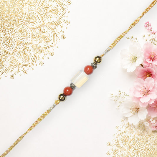 Crystals Rakhi (Opolite + Jasper + Pyrite) Rakhi for Brother