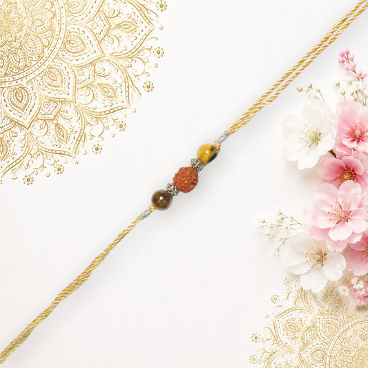 Crystals Rakhi (Rudraksha + Tiger Eye) Rakhi for Brother