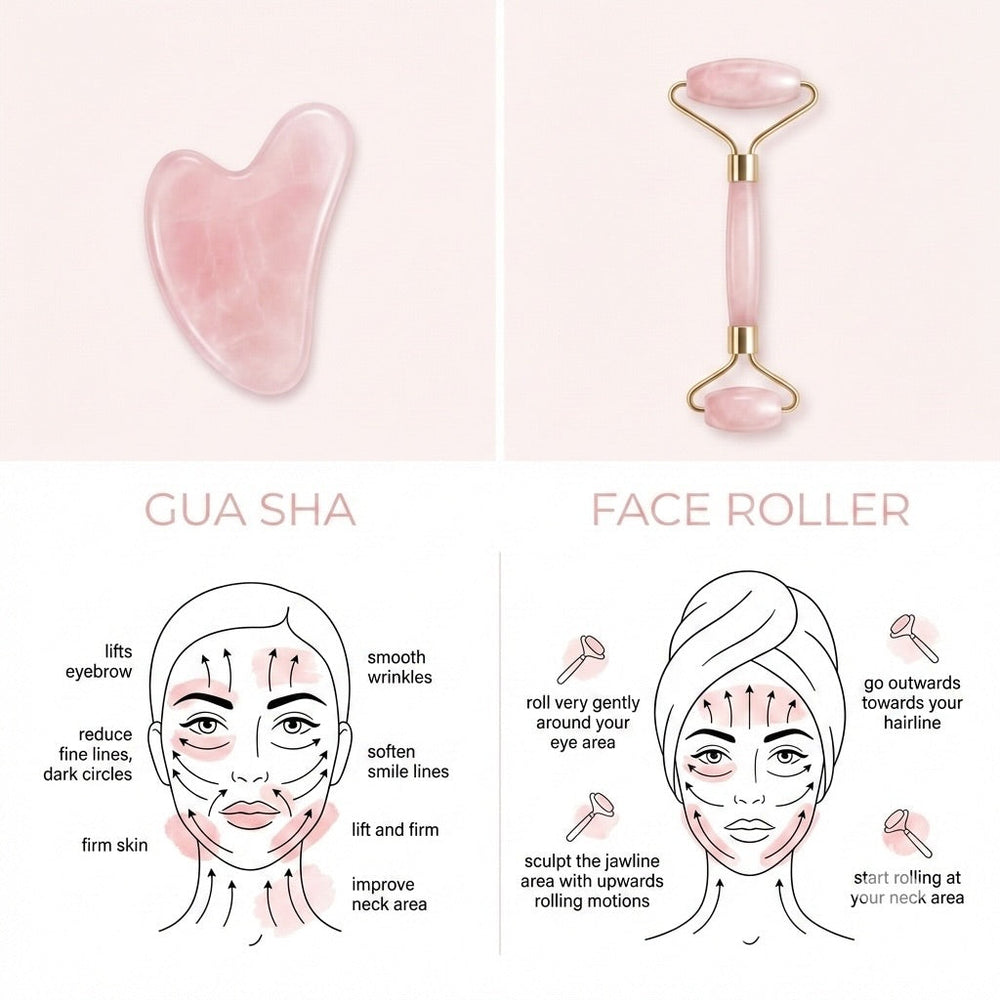 Rose Quartz Massage Roller / Gua Sha