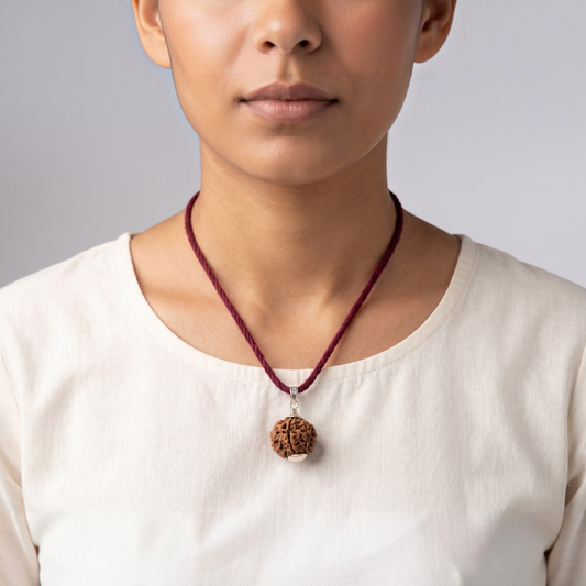 Natural 6 Mukhi Rudraksha Pendant – Silver (92.5)
