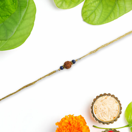 Crystals Rakhi (Lapis Lazuli + Rudraksha) Rakhi for Brother