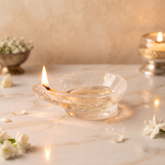 White Crystal Quartz Crystal Deepak diya - Gemoline - image 2