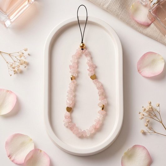 Natural Rose Quartz Crystal Phone Hanging