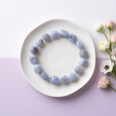 Blue Lace Agate  Bracelet Tumble Beads