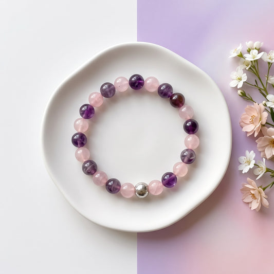 Rose with Amethyst 8 mm Beads