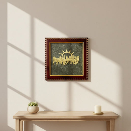 Golden Pyrite 7 Running Horses Frame