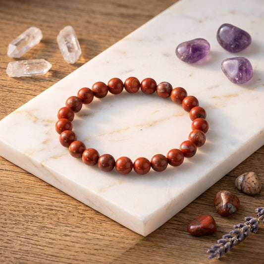 Red Jasper Bracelet 8 , 10 mm Beads