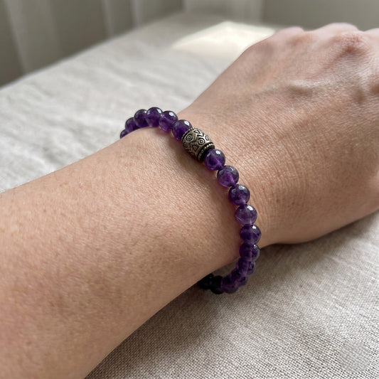Amethyst Bracelet Diamond cut Beads
