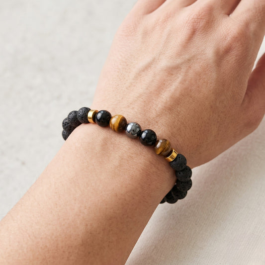 Triple Protection with Lava Bracelet 8 MM Beads