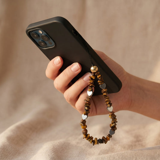 Natural Tiger Eye & Hematite Phone Hanging