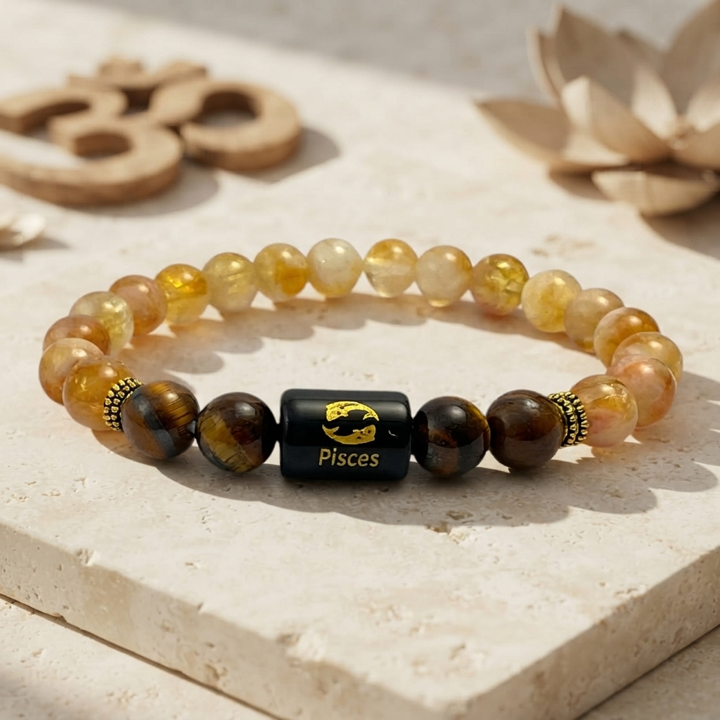 Pisces Tiger Eye & Citrine (Bracelet) - Gemoline