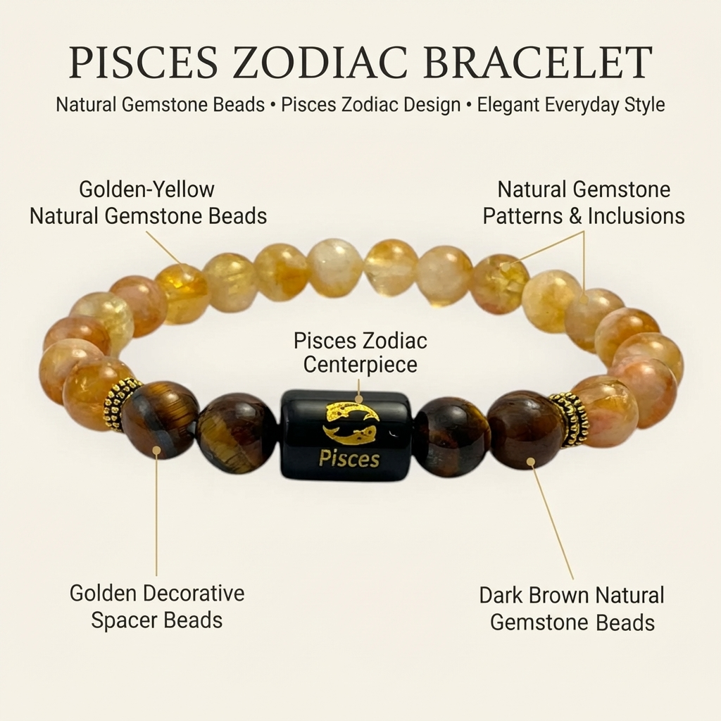 Pisces Tiger Eye & Citrine (Bracelet) - Gemoline - image 3