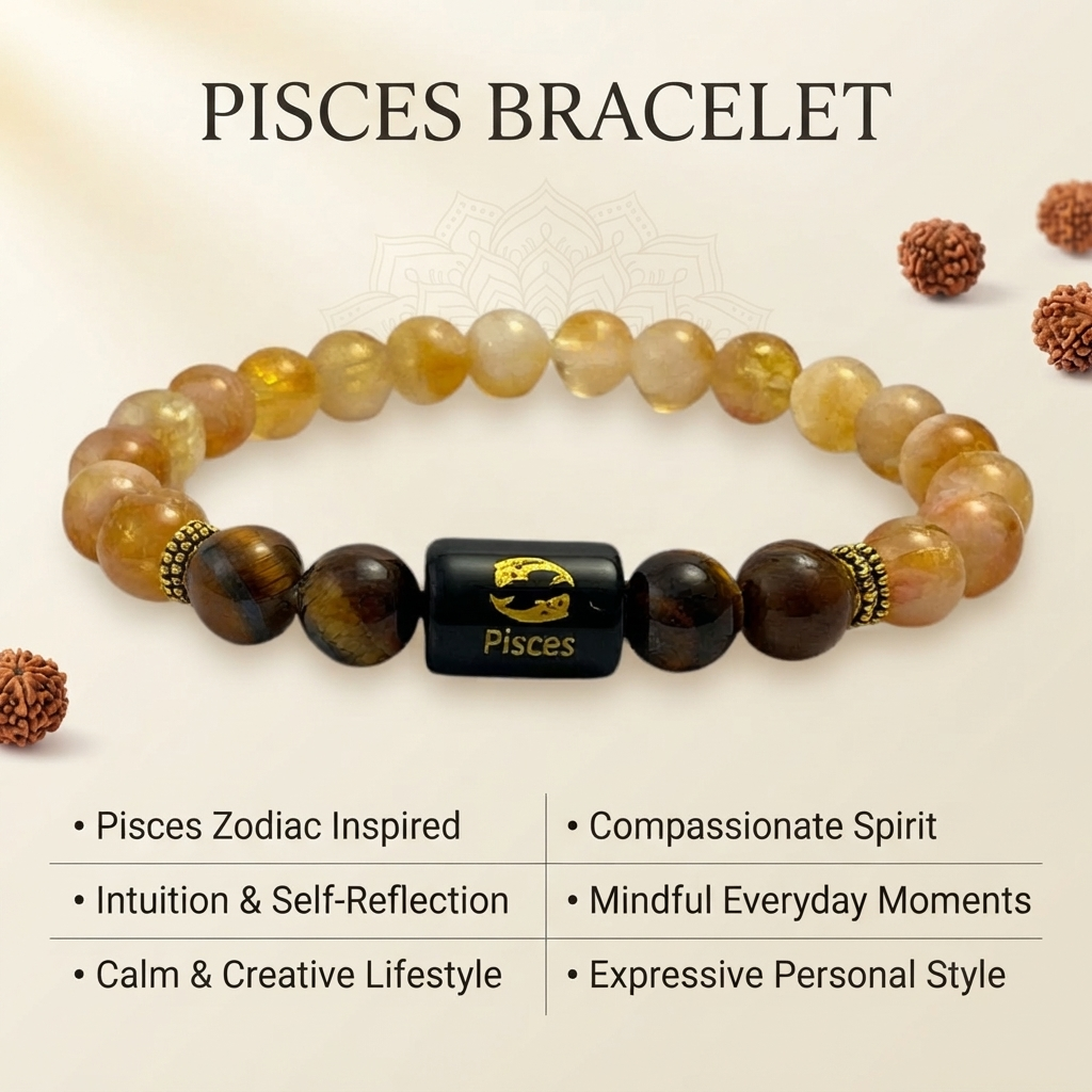 Pisces Tiger Eye & Citrine (Bracelet) - Gemoline - image 5