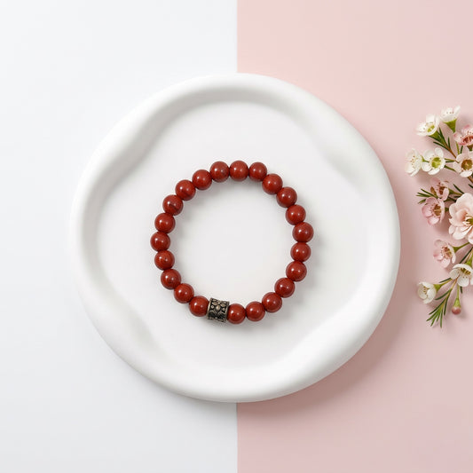 Classic Red Jasper Bead Bracelet