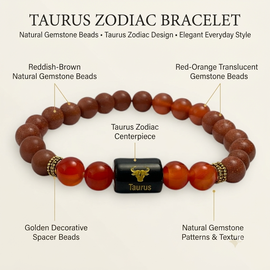 Taurus Carnelian & Sunstone (Bracelet) - Gemoline - image 3