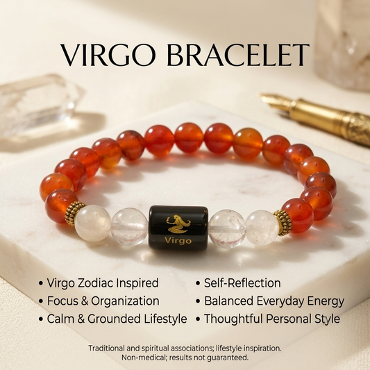 Virgo Carnelian & Clear Quartz Bracelet - Gemoline - image 2