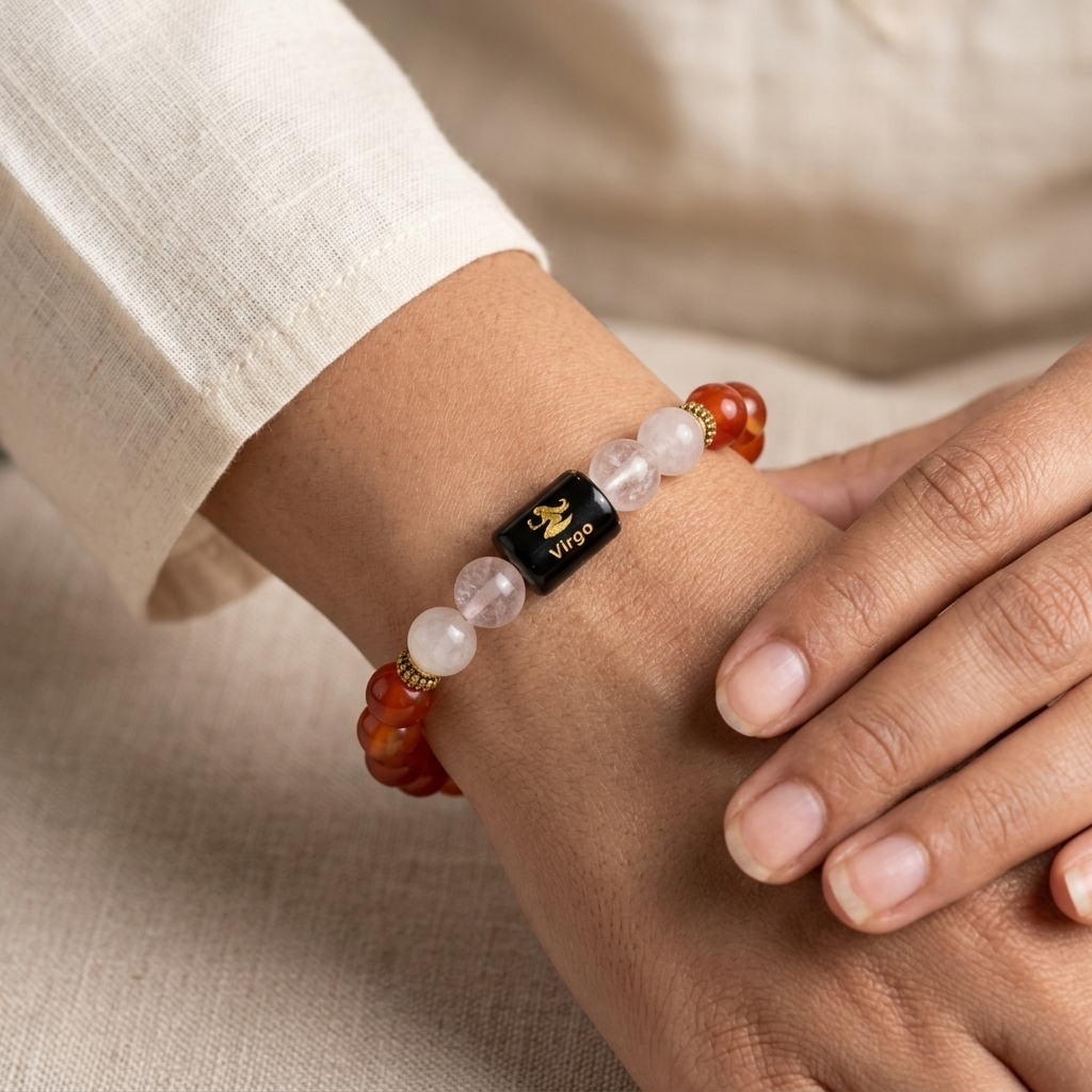 Virgo Carnelian & Clear Quartz Bracelet - Gemoline - image 3
