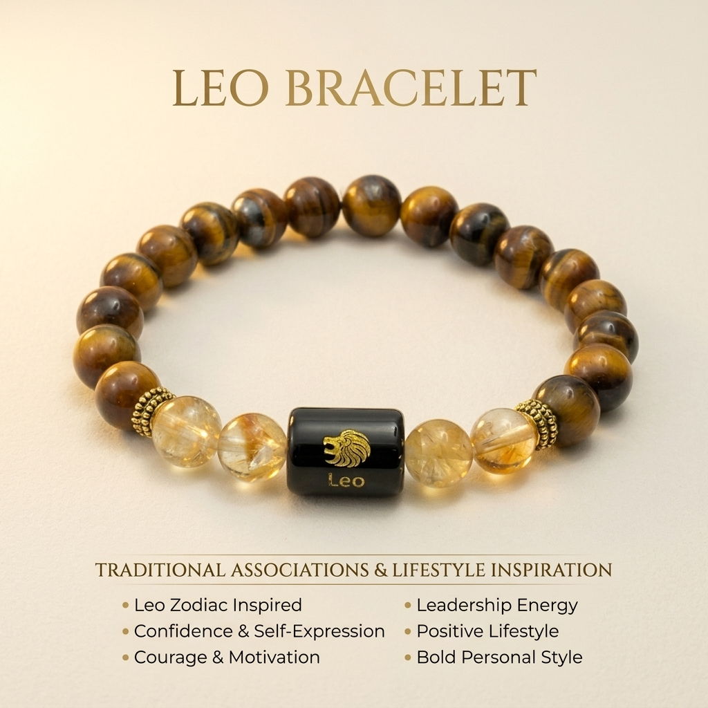 Leo Zodiac Tiger Eye & Citrine Bracelet - Gemoline - image 4