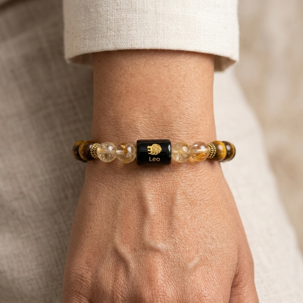 Leo Zodiac Tiger Eye & Citrine Bracelet - Gemoline - image 3